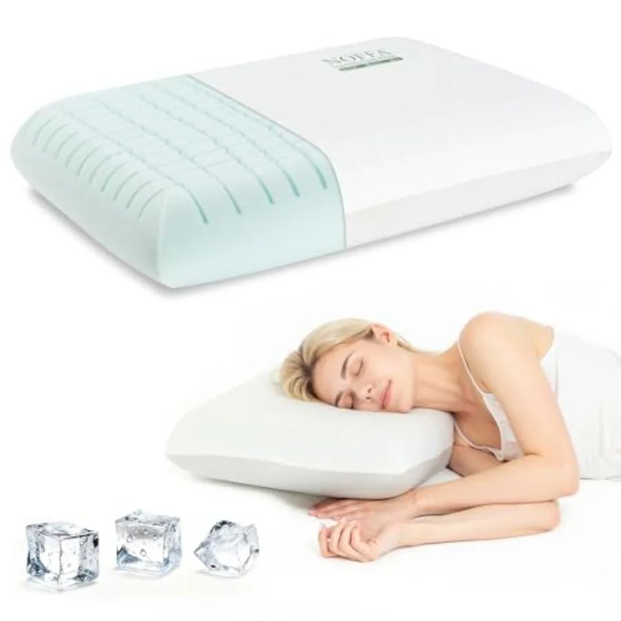 

Premium Standard Pillow Extra Soft Ice-Feel Breathable Cooling Pillow with Ventilated Sponge-Fill Support Memory Foam Pillows-S