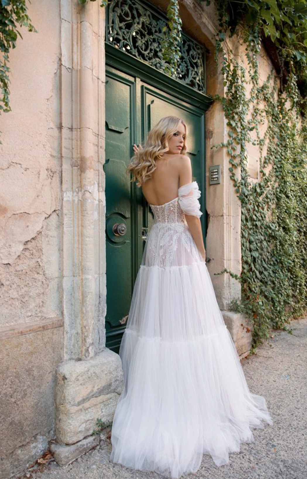 Vestido de noche transparente con volantes y hombros descubiertos para novia, vestido de novia largo hasta el suelo, con espalda abierta, hecho a medida