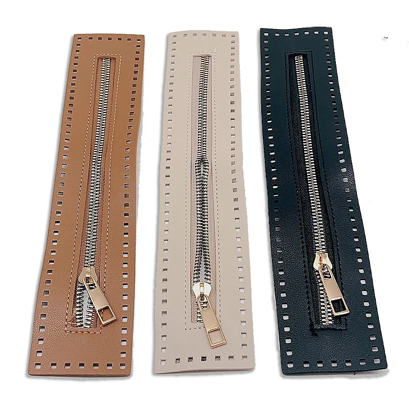 27CM Long PU Bag Zipper Stitch Zipper For handbag Woven Bag Clothes Leather Zippers Hardware Replaceable DIY Sewing Accessories