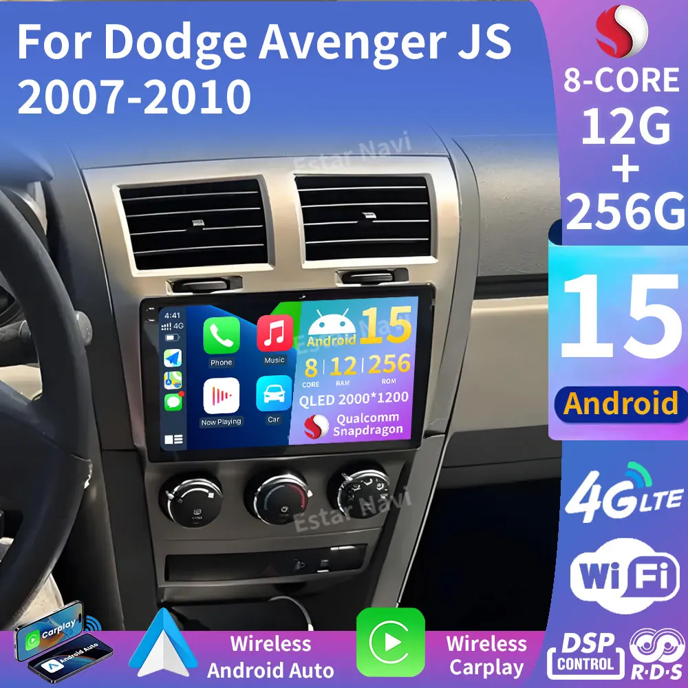 Android 15 Carplay para Dodge Avenger JS 2007 - 2010 para Dodge Nitro 2006 - 2011 reproductor estéreo Multimedia NAVI DSP GPS Radio de coche