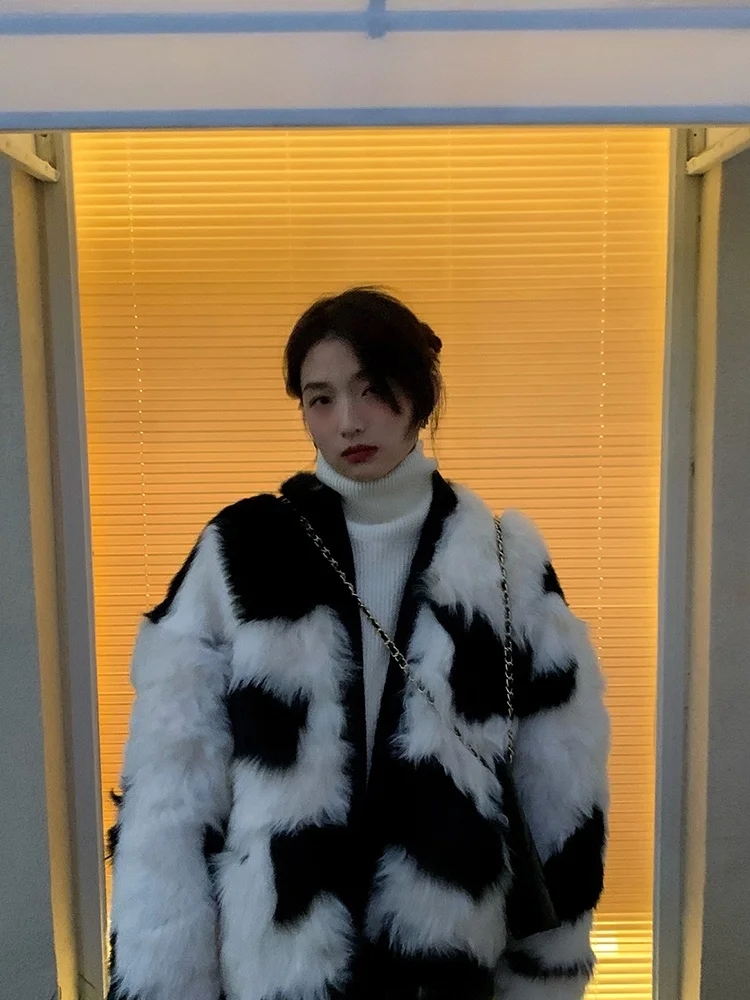 Jaet – manteau Long en laine tricoté pour jeunes femmes, nouvelle collection 2024, Sle v-ne, Version coréenne, imprimé, Sve ort