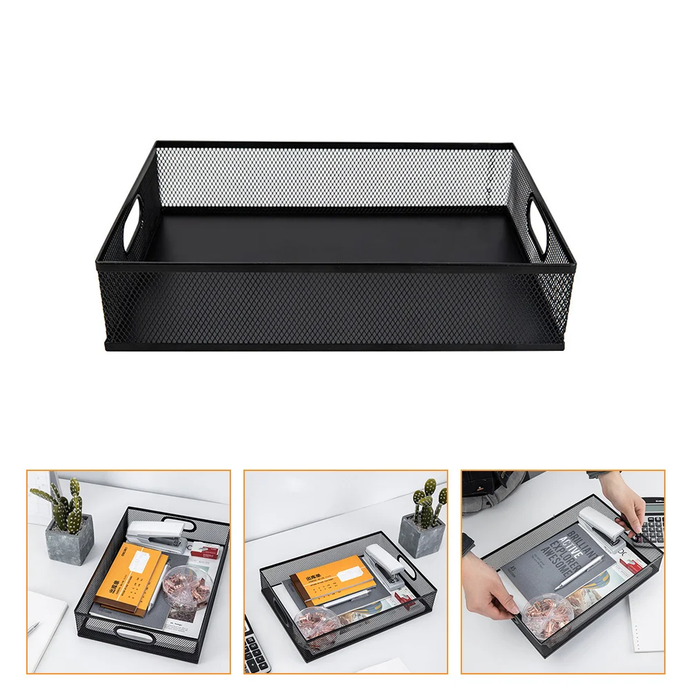 

1pc Metal File Basket Desktop Storage Organizer Stationery Books Home Files Sundries Holder Iron Material Space Saving