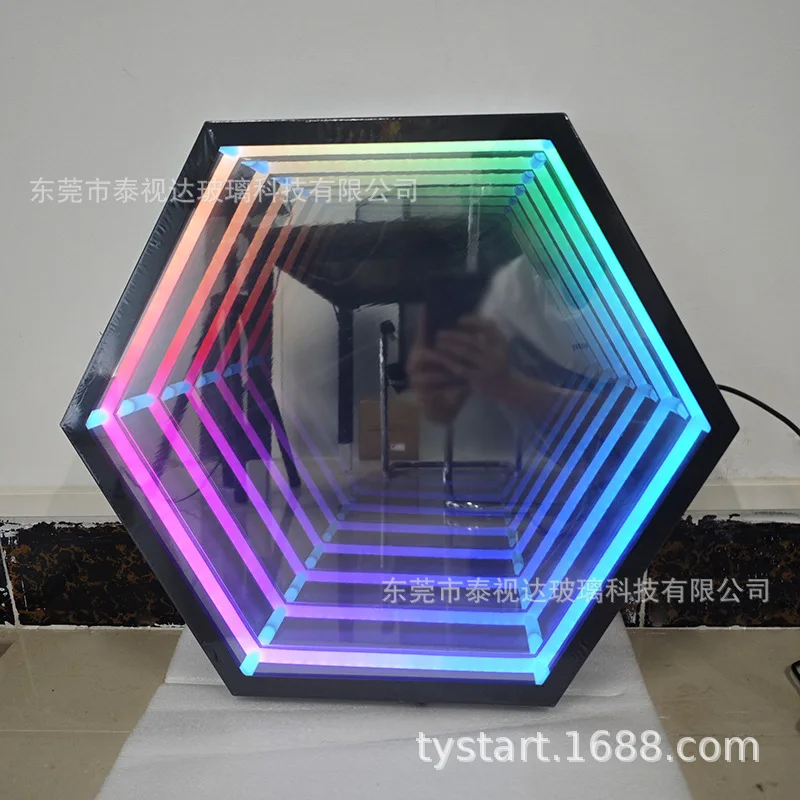 Hexagonal Hotel LED Mirror Abyss Mirror 3D Bar Party