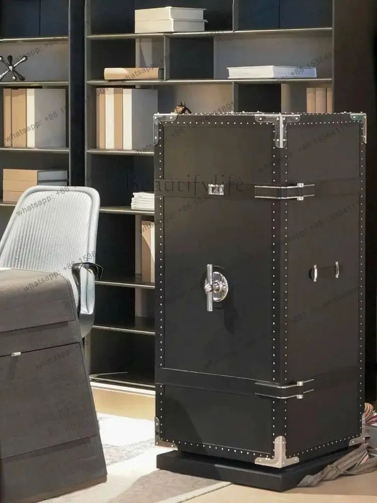 Italian leather safe luxury villa home mechanical lock anti-theft locker