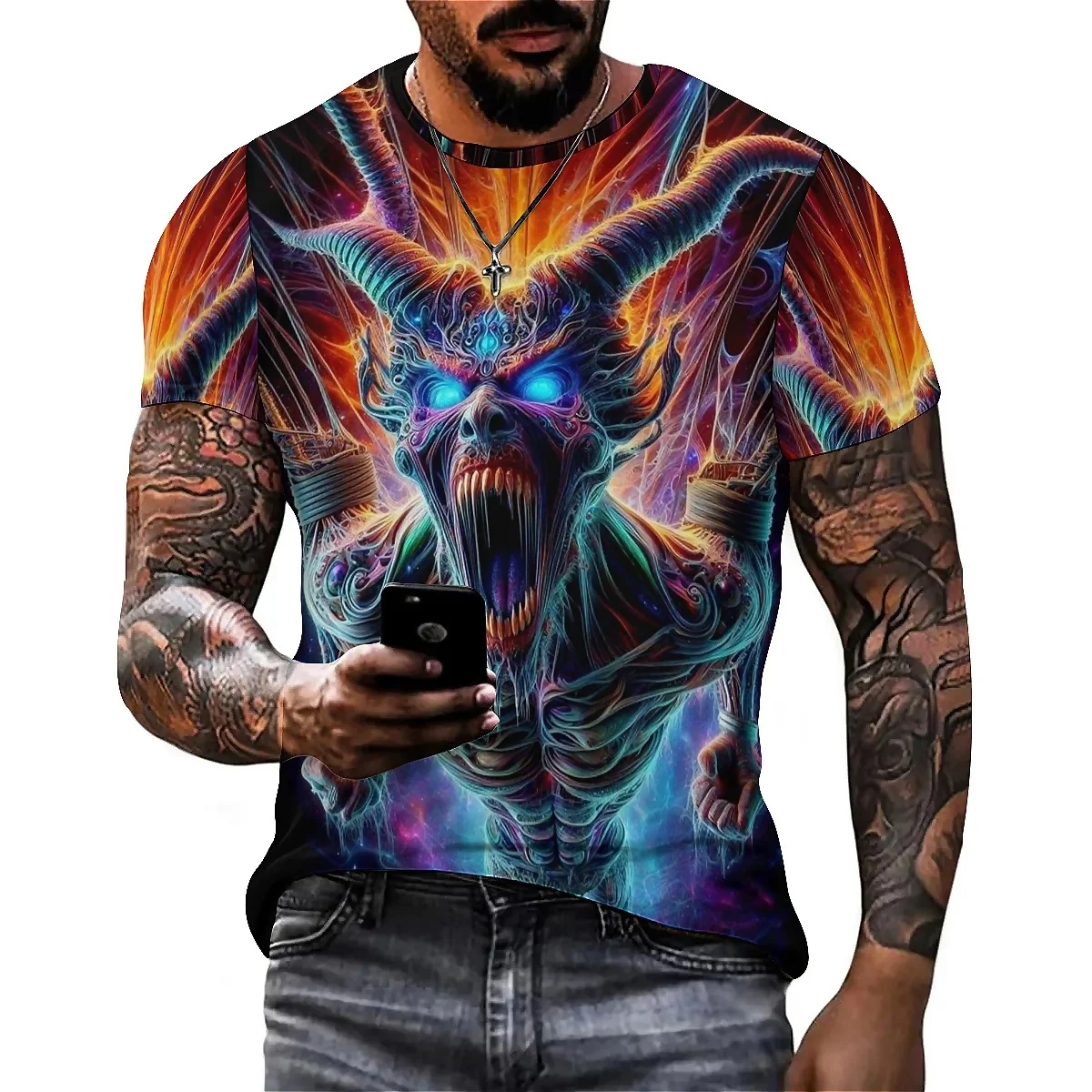 Diverse Fashion Camping Party Men's 3D Printed Short-Sleeve T-Shirt - Shirt Style Top