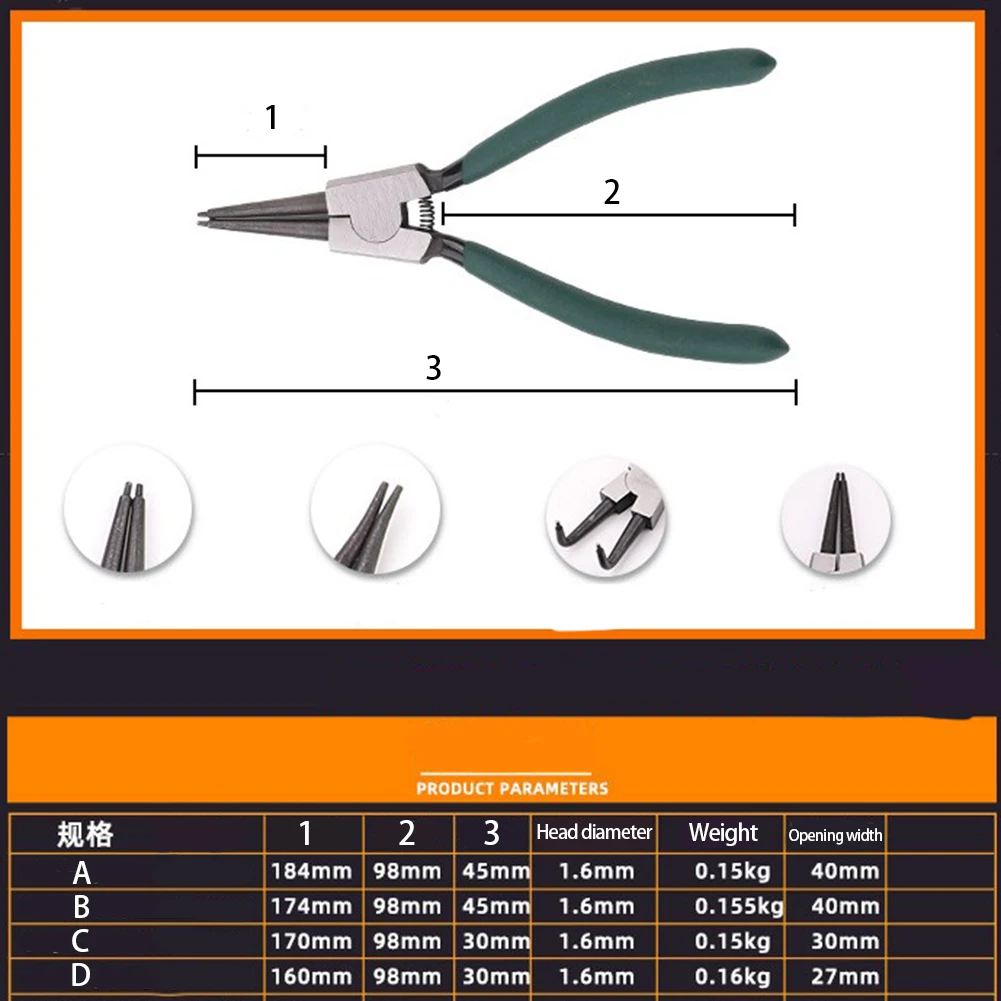 7Inch Internal External Pliers Retaining Clips Snap  For Ring Circlip Pliers Clamping For Jewelry Pliers Hand Tools