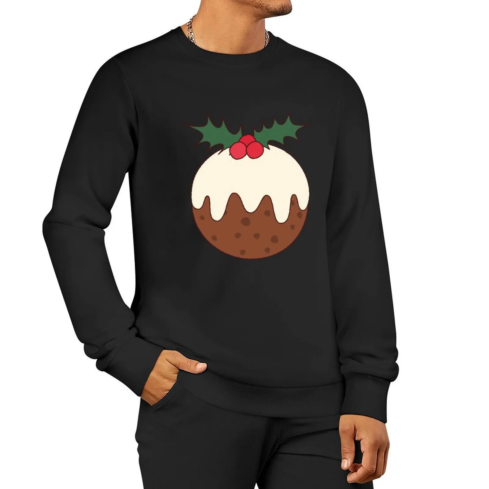 Iced Christmas Pudding Figgy Pudding Plum Pudding Holly Pullover Hoodie korean autumn clothes sweatshirts for men