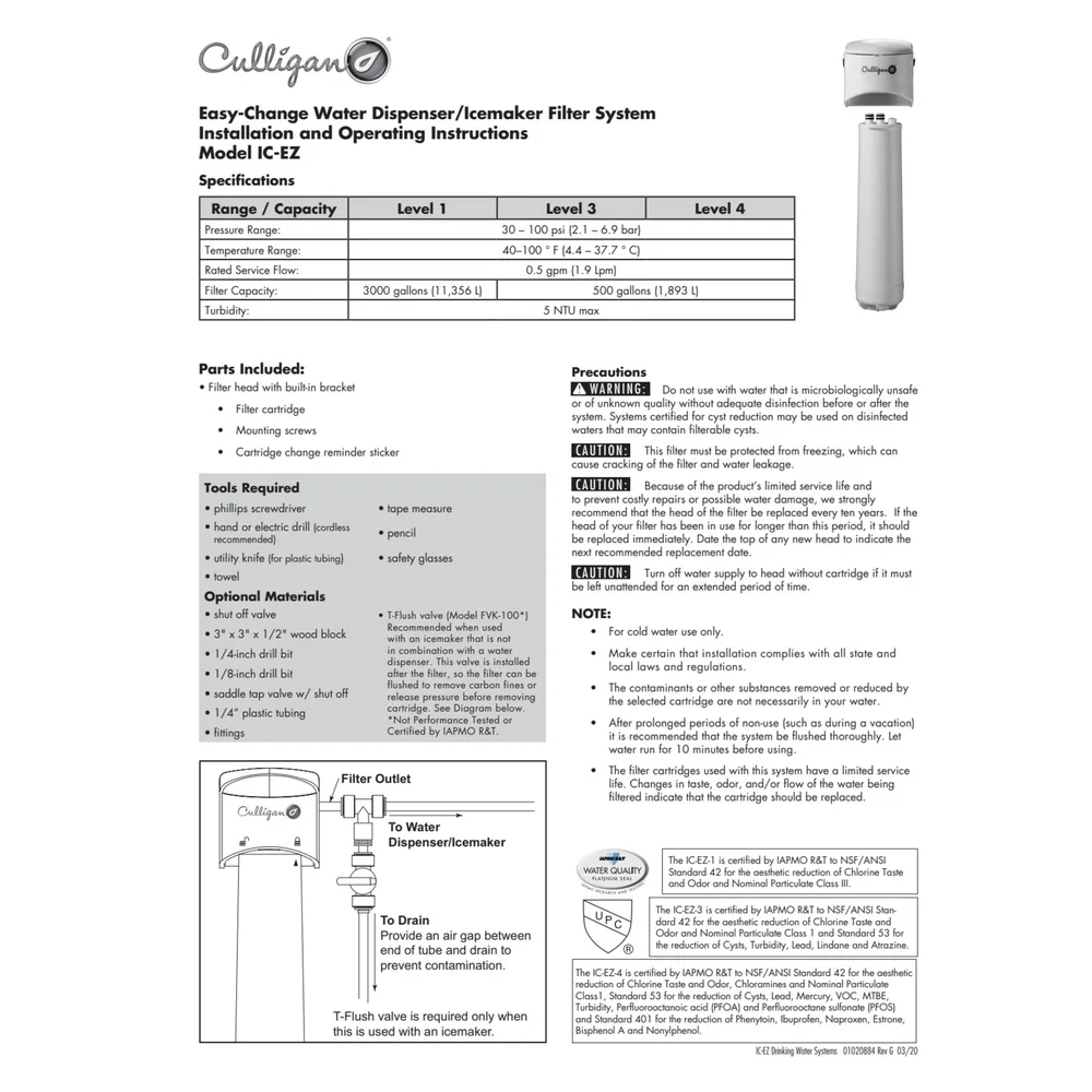 Filtro de água para geladeira, máquina de gelo reduz o mau sabor, odor, cloro, acessórios de conexão rápida, fácil instalação, mudança de filtro