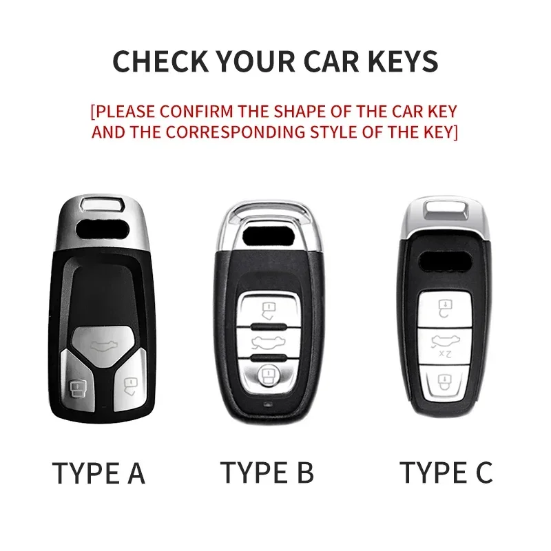 Auto Key Shell Fob For Audi A4 A4L A5 Q5 Q7 TT TTS 8S B9 2016 2017 2018 Leather Car Remote Key Case Cover Keychain Accessories