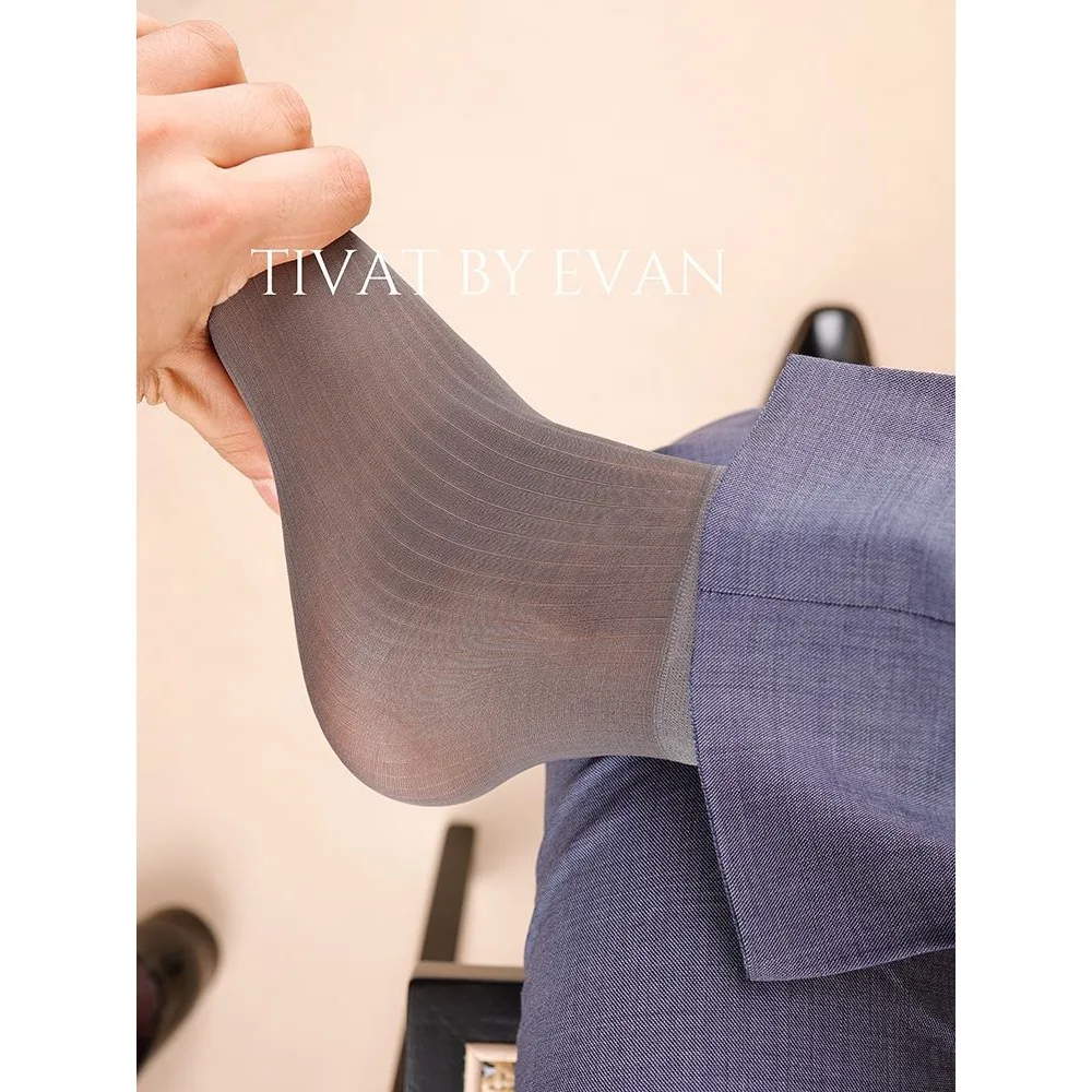 3 Pairs Grey Men\'s Socks Formal Short Socks Man Japanese Gentleman Suit Business Socks Sexy Summer Low Cut Nylon Sheer Stockings