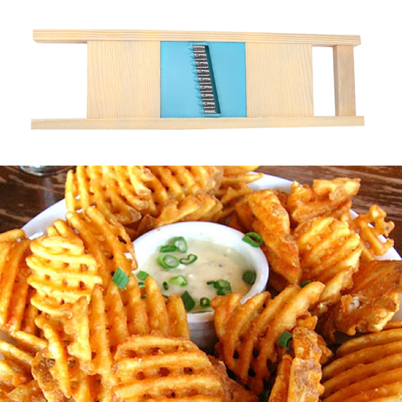 Fries Grid Stainless Potato Grid Steel Potato Kitchen Wooden Home Chip Shred Potato Vegetable French Gadget Cutter Grater Slicer