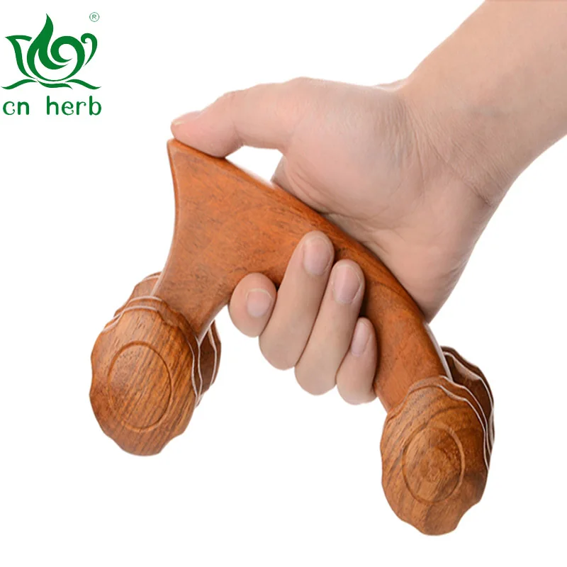 CN Herb Four-wheel Massager Wooden Massage Push Wheel Manual Roller Massager  Massage Roller Universal Knife Massager