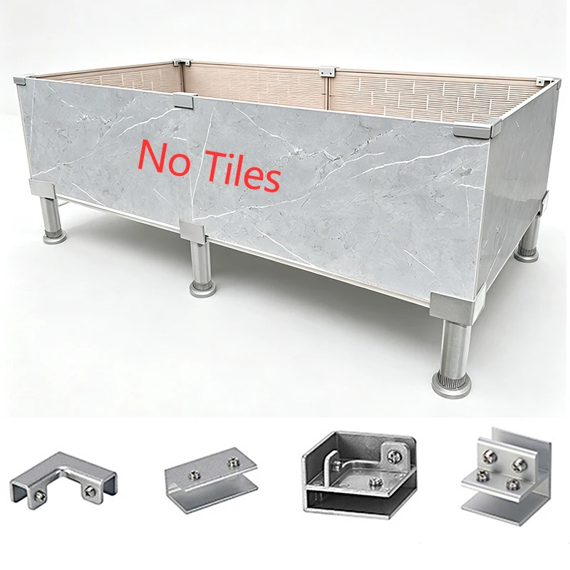 Aluminum Raised Garden Bed Frame Kit - Tile Fixing Clips & Corner Clamps for DIY Planter Box, Rustproof, Tiles Not Included