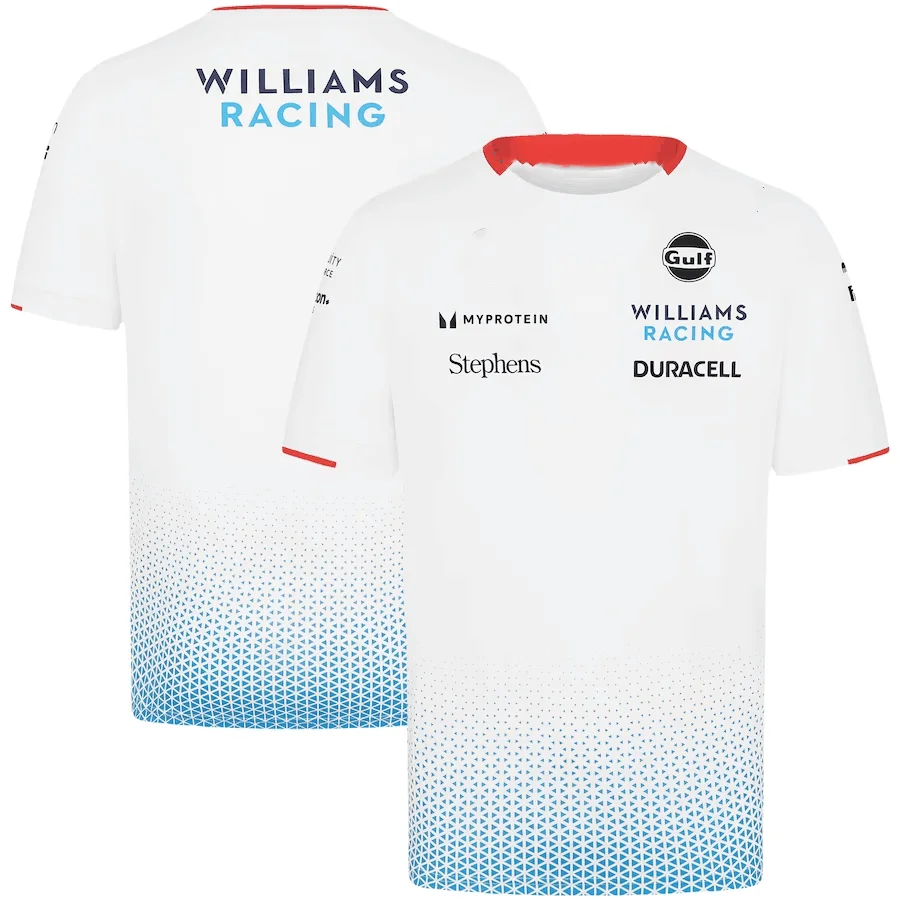 FORMULA1 Williams Racing 2024 Team T-Shirt - White Sport Breathable Short Sleeve Mesh Quick Dry Fabric