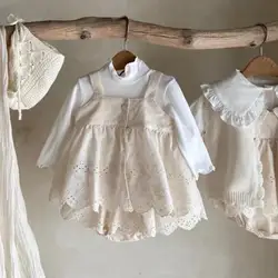 Newborn Infant Girl Sleeveless Bodysuit Lace Embroidery Princess Sling Dress Cute Baby Girl Jumpsuit Toddler Clothes 0-24M