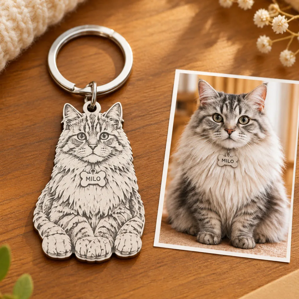Llavero con foto de mascota grabada a medida, colgante con el nombre de la mascota en acero inoxidable, joya personalizada para hombres y mujeres, venta al por mayor.