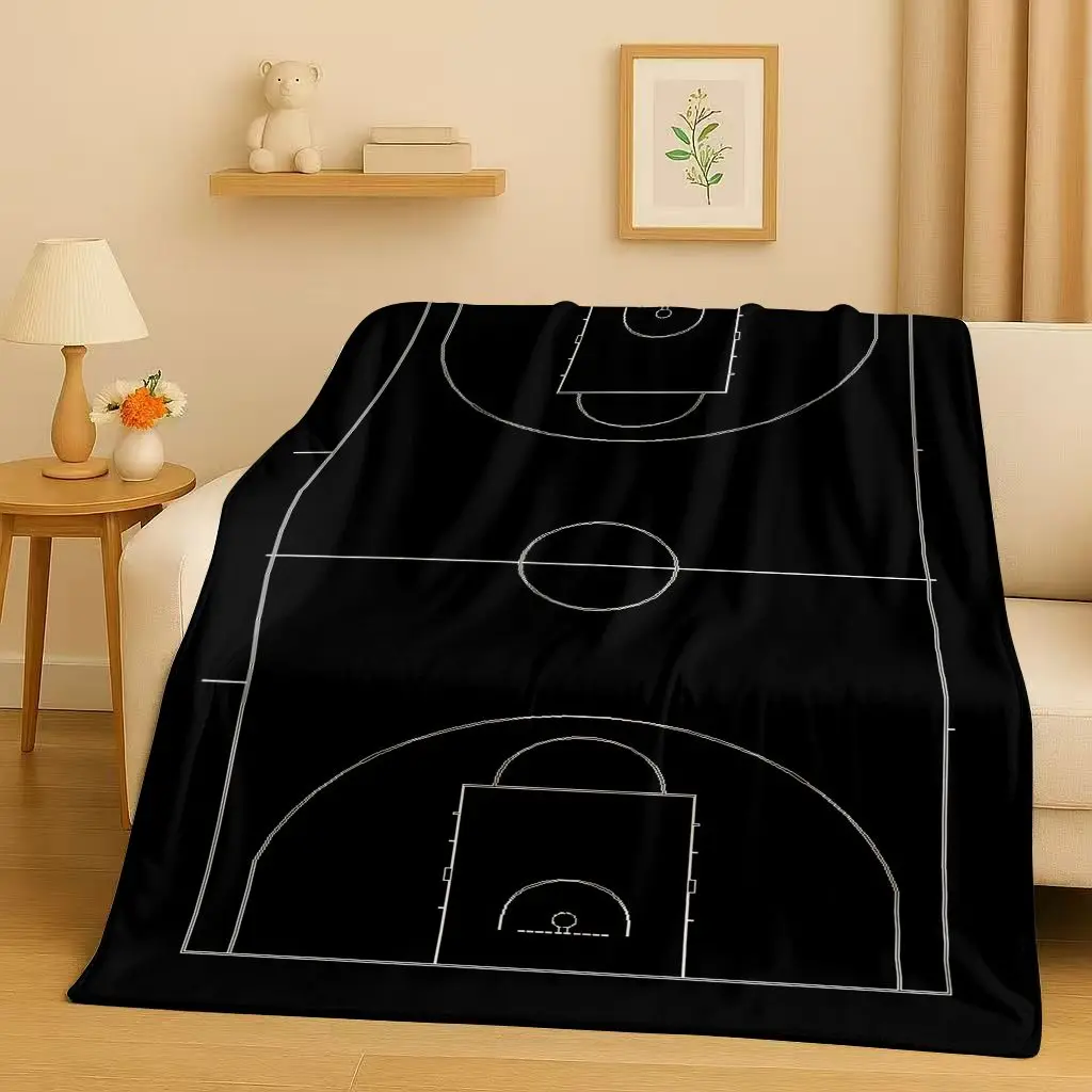 

26 Style Basketball Court Art Flannel Blanket,Ultra Soft Warm Plush Throw for Home Bedroom Bed Sofa Cover Travel Camping Gift