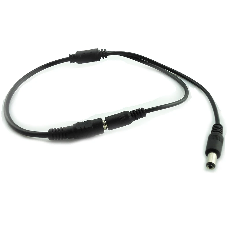 2pcs 5.5*2.1mm 1 Female To 2 Male Splitter Plug Connector Cable 12V DC Power Jack Adapter Supply For CCTV Camera Led Strip Lamp