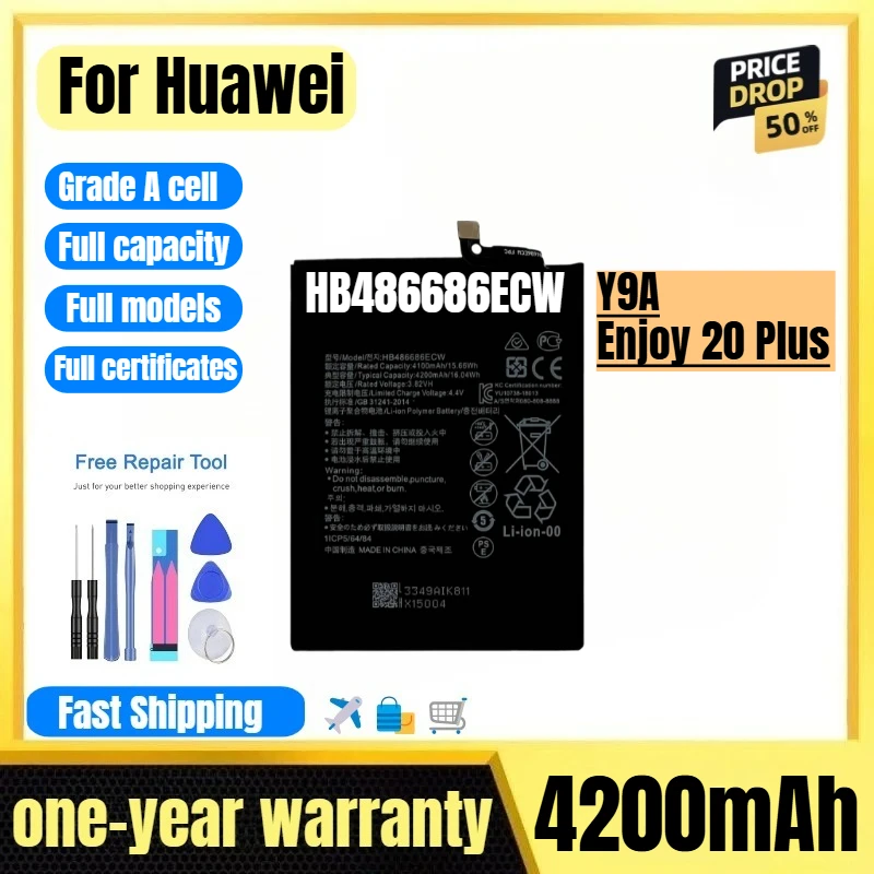 

HB486686ECW for Huawei Y9A/Enjoy 20 Plus Phone Battery High Quality High Capacity Replacement Bateria Grade A Cell with Tools