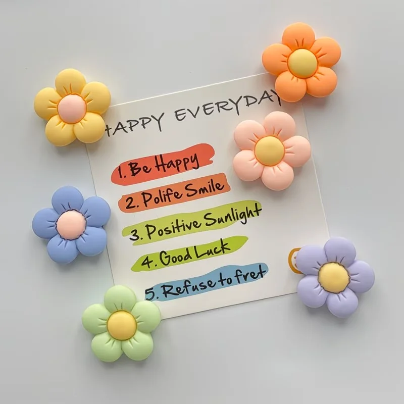 6-Piece Flower Fridge Magnets Are Suitable for Blackboards - Cute Flower Magnetic Decoration, Can Be Attached to Refrigerators,