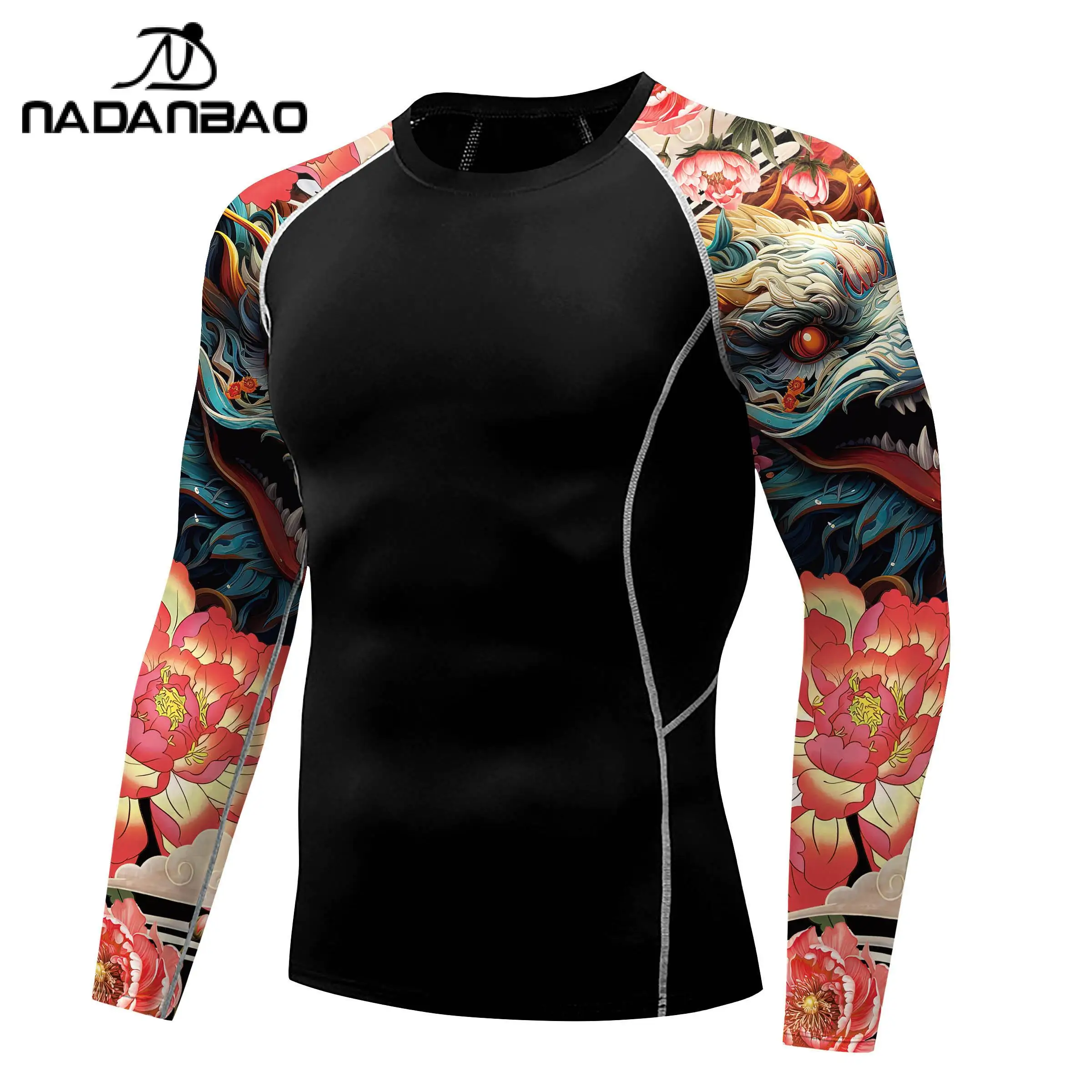 Nadanbao Men Fashion Surfing Wetsuit Quick Drying Fitness Swimsuits T-Shirt Beach Party Swimwear Surfing Beachwear Top Clothes