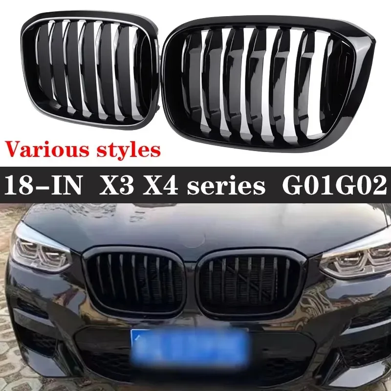 

Для BMW X3 X4 G01 G02 2018+ глянцевая черная решетка радиатора из ABS-пластика, декоративная решетка переднего бампера, автомобильные аксессуары