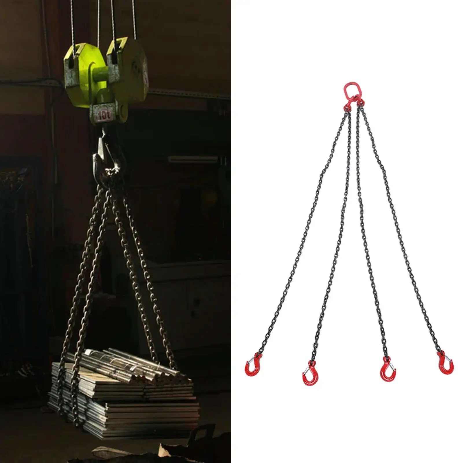 4-футовый стальной цепной строп, сверхмощный подъемный строп длиной 1,5 м для горнодобывающей строительностью, для заводской площадки, емкость 3 тонны