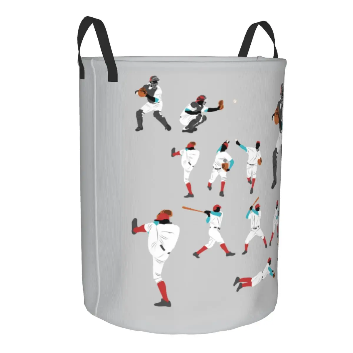 Waterproof Storage Bag Baseball Player Pose And Position Household Dirty Laundry Basket Folding Storage Bucket Clothes Organizer