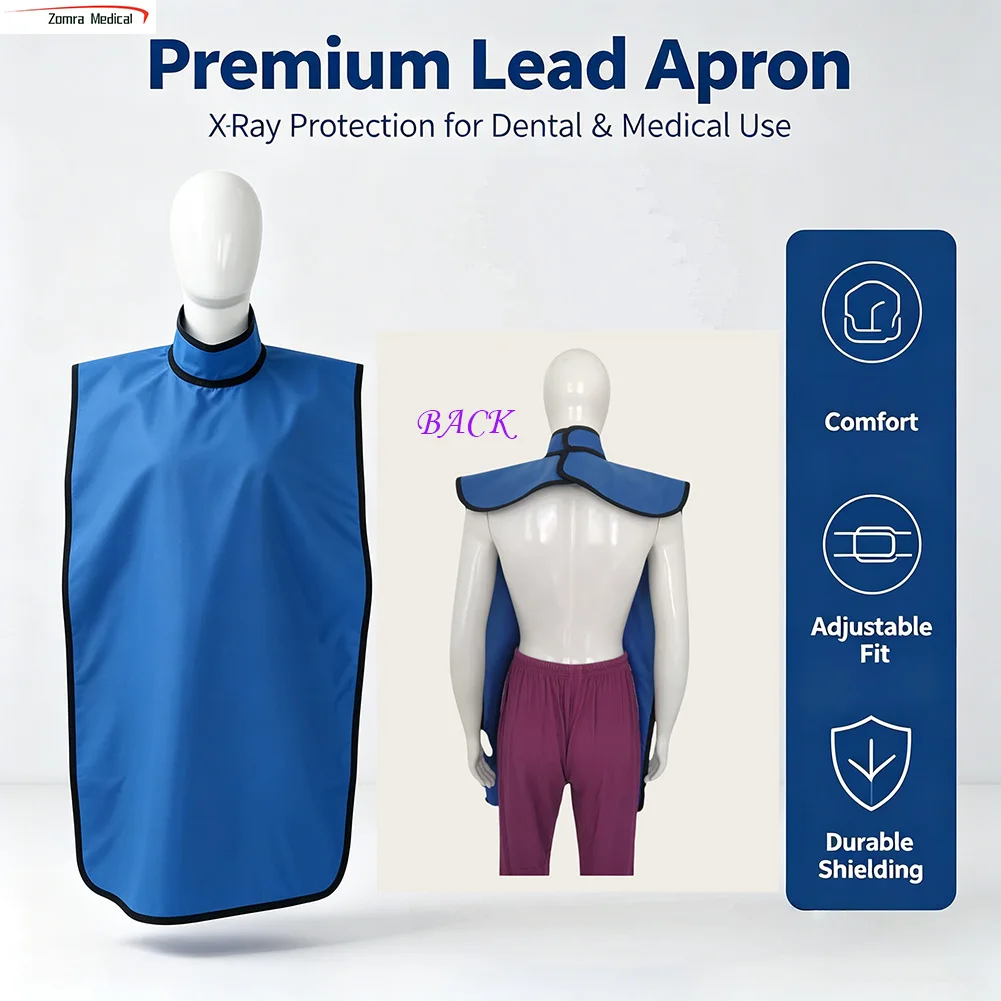 Adult Full Body Lead Apron 0.35mm Vest with Stand Collar Thyroid Shield for Medical Dental X-Ray Protection Radiology Room