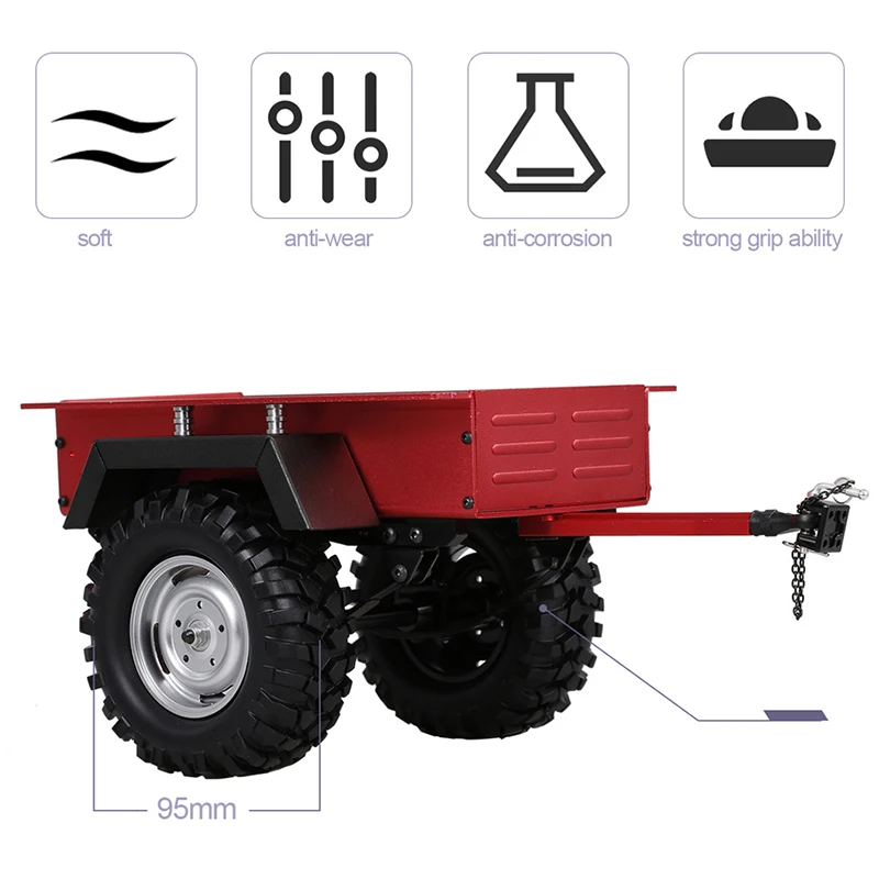 Metal Leaf Spring Trailer Car for 1/10 Scale RC Crawler Car Axial SCX10 90046 Traxxas TRX4 TRX6 Tamiya Redcat