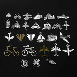 20pcs/lot Antique Car Bus Traffic Light Airplane Charms Bicycle Aircraft Motorcycle Pendant For Diy Jewelry Making Accessories