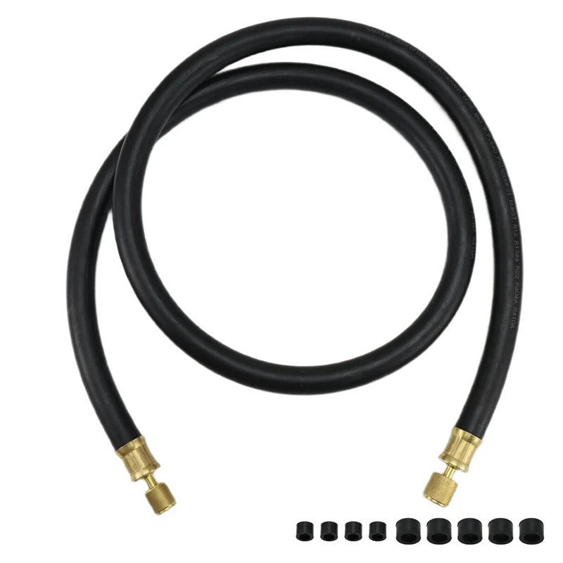 High- Refrigerant Hose, Black, 6ft, 1/2inch Diameter, 3/8inch to 1/4inch Fitting-A57M