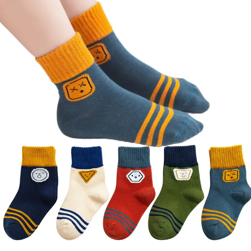 5 Pairs Baby Boy Socks Autumn Winter Warm Cotton 1-12 Years Kids Socks Cute Cartoon Animal Infant Socks Baby Clothes Accessories