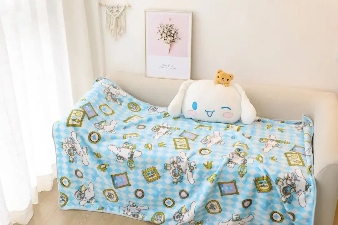 Cinna moroll Kuromi Anime Kawaii Sanrio Wurf kissen Decke niedlich meine Melodie Figur Nickerchen Sofa tragbare Reise abdeckung Geschenke Spielzeug