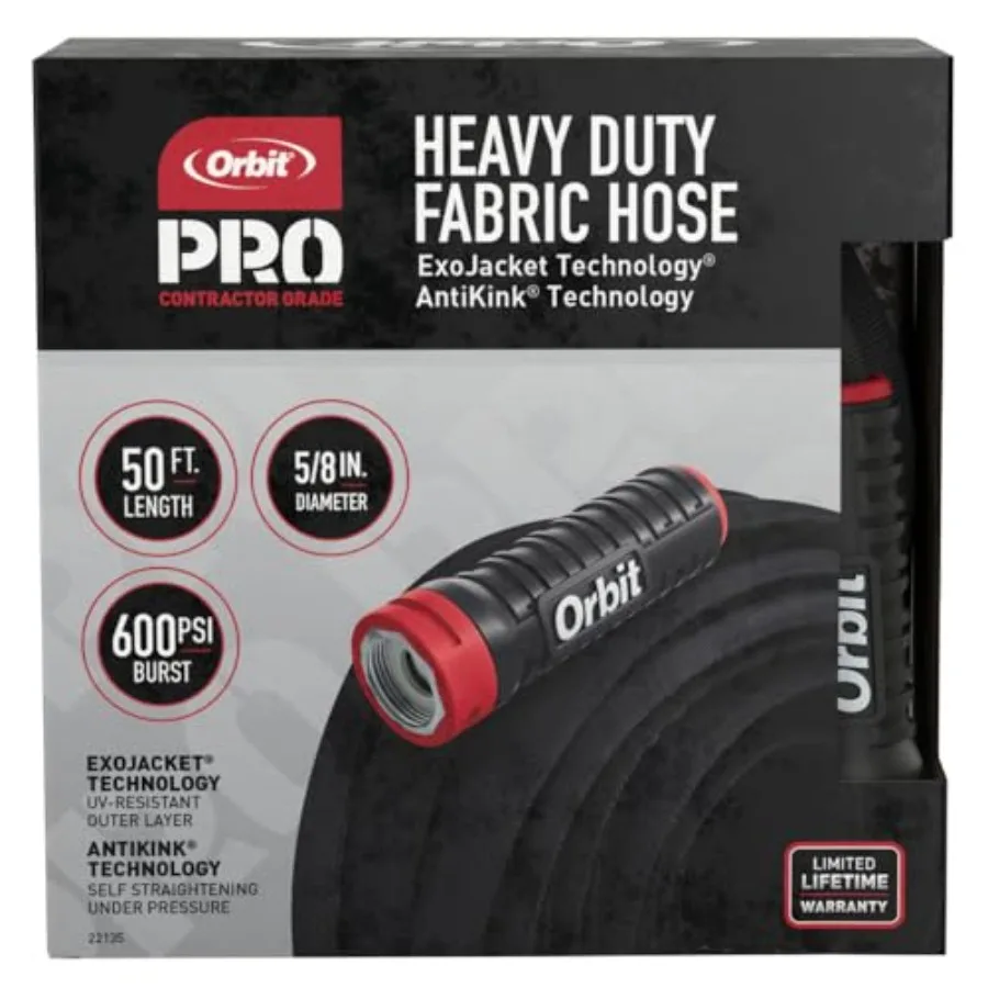 

50-Foot x 5/8-Inch Heavy Duty Water Hose for Outdoor Use Black Durable PVC Material Leak-Resistant and Kink-Proof Design