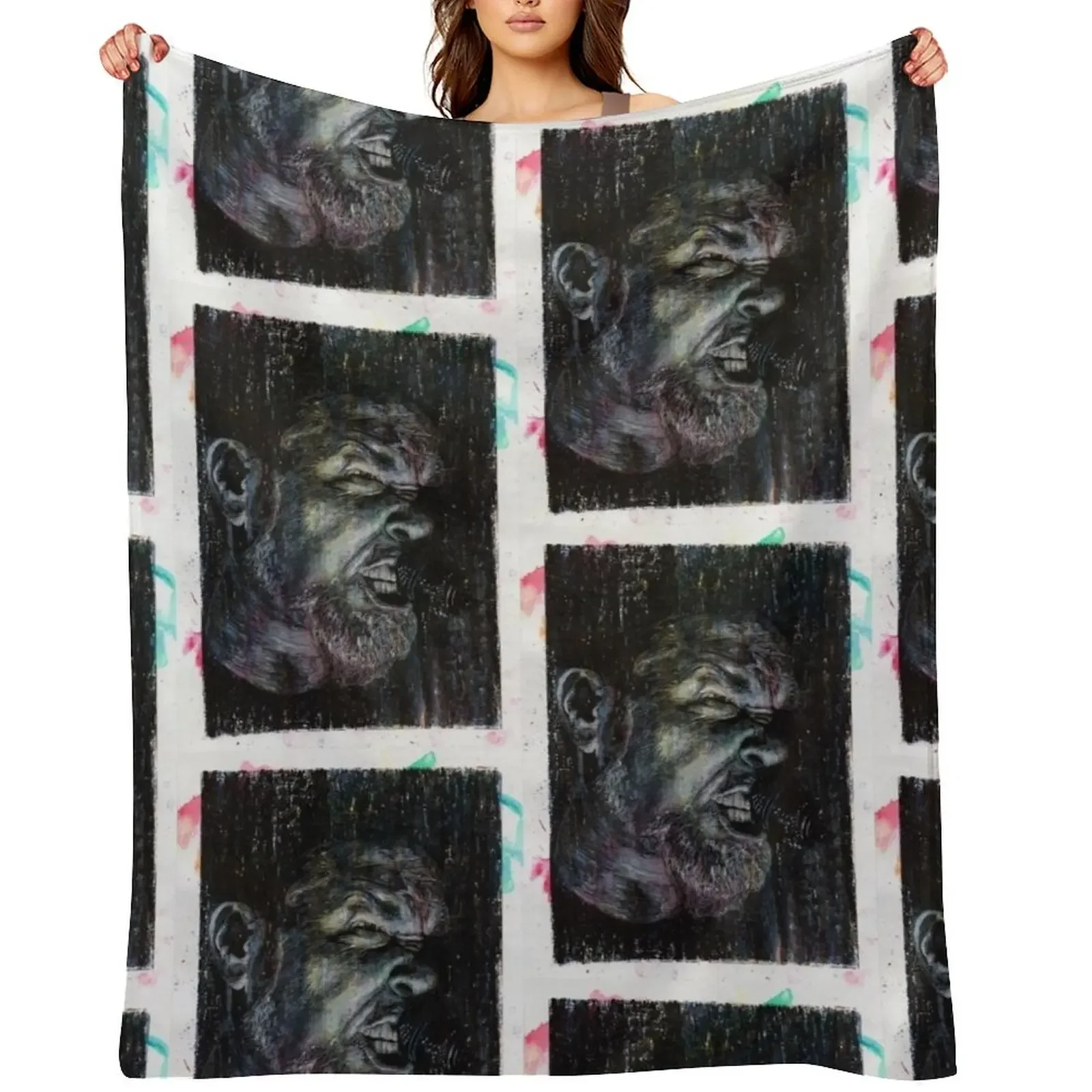 

James Hetfield - Hand Drawn Oil and Ink Portrait Throw Blanket Warm warm winter Decorative Sofas Hair Blankets