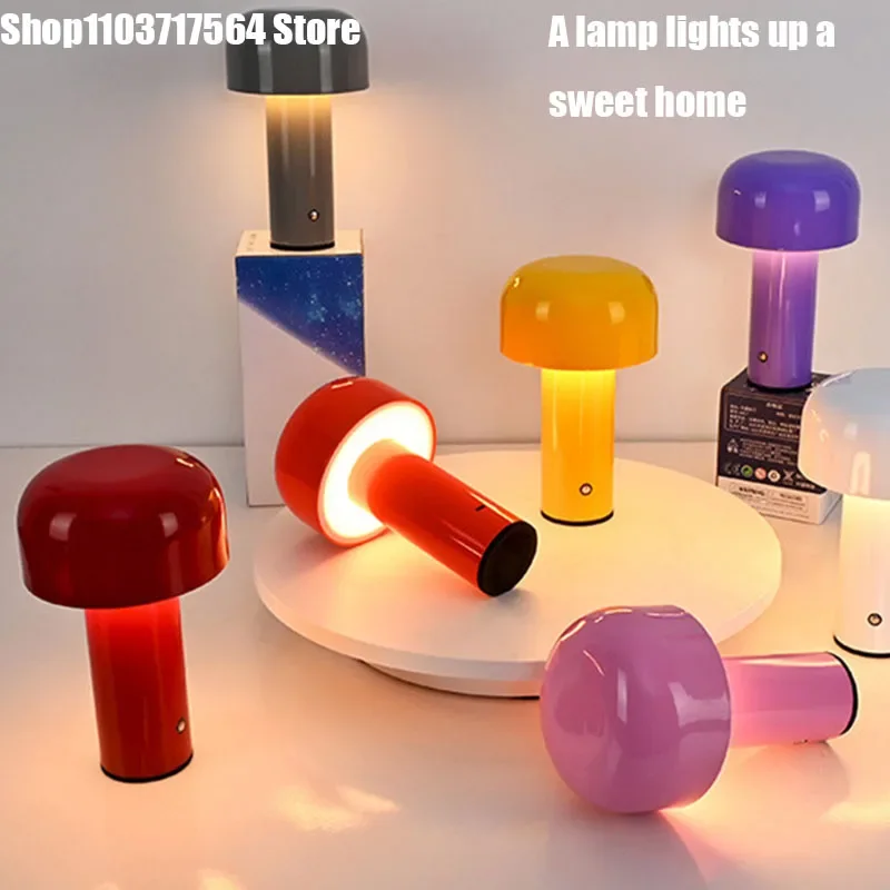 Niedliche USB kabellose Aufladung Nachttisch lampe nordischen Stil kreative Pilz dekorative Lampe Schlafzimmer Atmosphäre Bar Tisch lampe