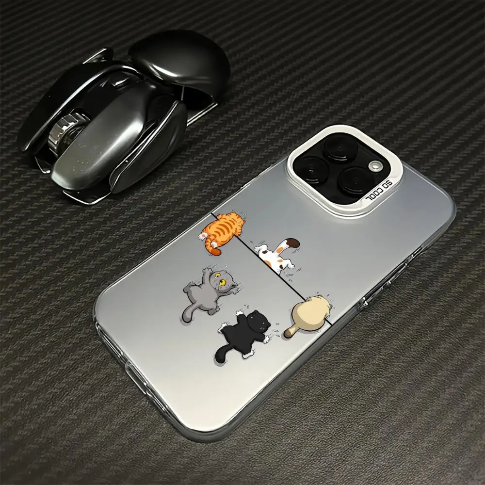 고양이 백 패턴 폰 케이스 아이폰 17 16 15 14 13 12 11 프로/맥스/플러스용 방수 및 충격 방지 백 커버