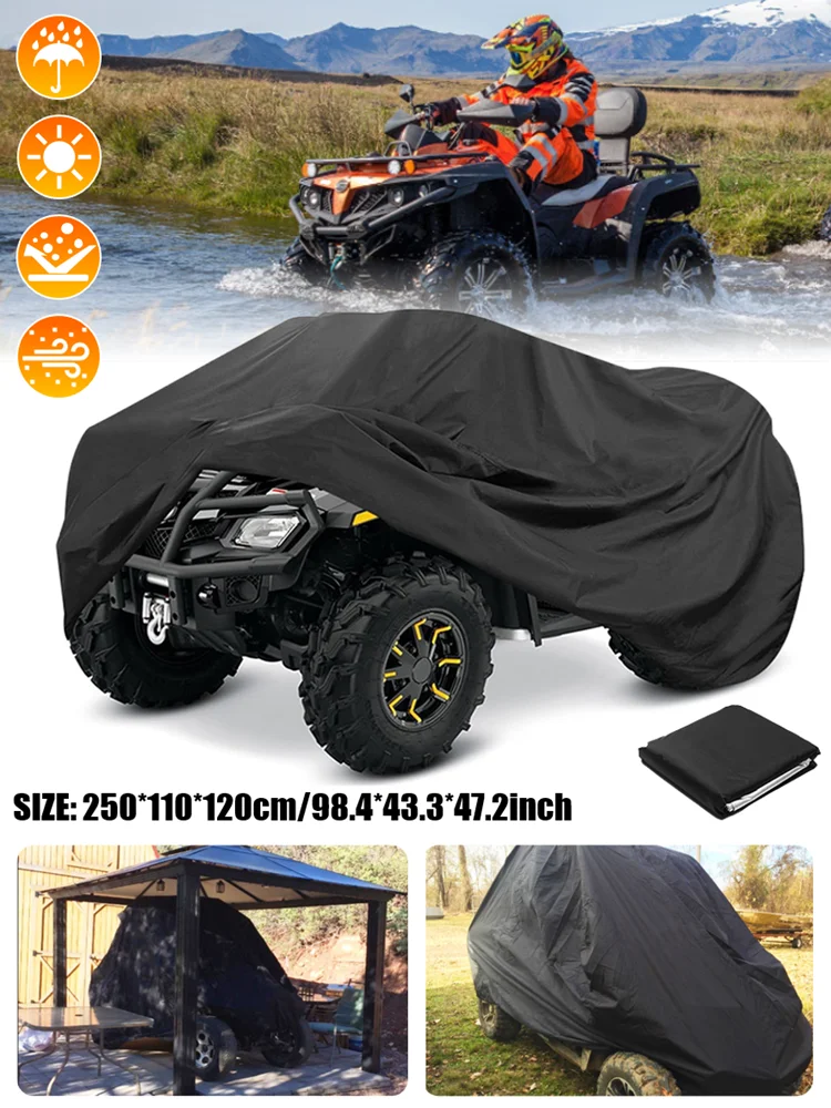 

Heavy Duty ATV Cover Waterproof Windproof 4 Wheeler Quad Bike Storage Cover Black All Weather Protection Car Quad Covers