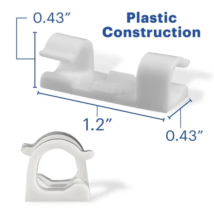24 Count Peel & Stick 3M Adhesive Managment Cable Clips, Cord Organizer