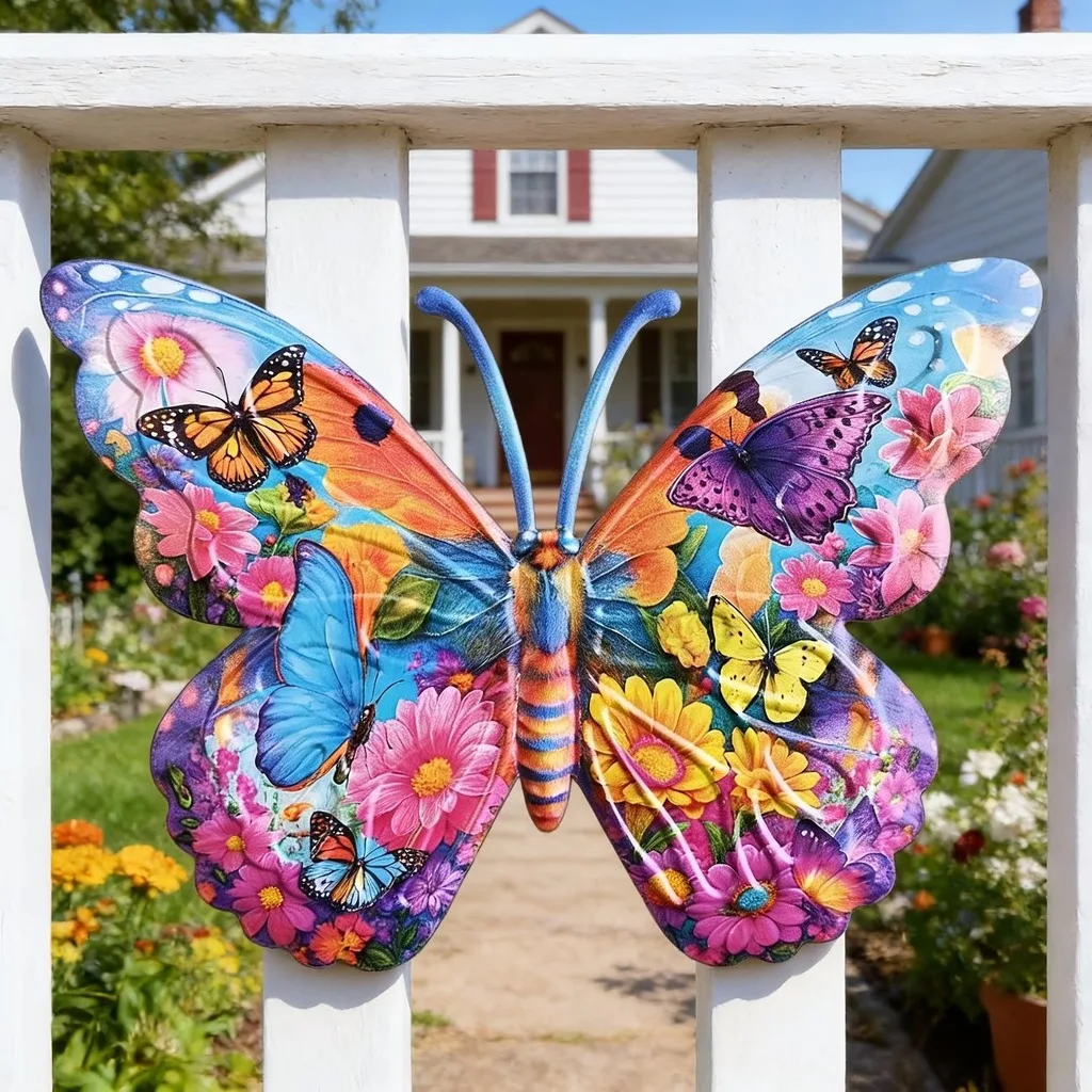 Metal Wall Decor Wall Mounted Butterfly Sculpture Decor Outdoor Butterfly Wall Decor Iron For Bedroom Dining Room Patio
