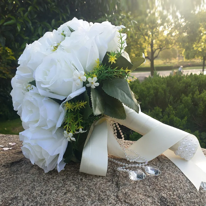 Bouquet de Mariage Blanc pour Patients, Fleurs Artificielles, Poubelle, Accessoires pour Demoiselles d'Honneur