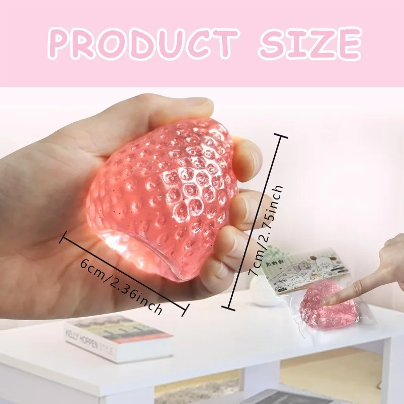 Strawberry Squishy Stress Toys Taba Soft Pinching Squeeze Fidget Fruit Kit for Anxiety Relief Sensory Reliever for Adults Kids