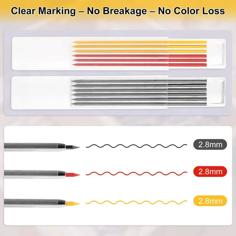 مجموعة قلم نجار صلب مع براية ومنظم لأعمال النجارة ، قلم رصاص ميكانيكي متين