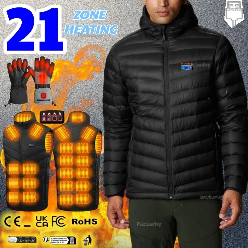 Winter Elektrisch Verwarmd Vest 29-zone Zelfverwarmende Mouwloze Jas Heren Sneeuw Winddicht Dons Ultralichte Jassen Bodywarmer Kleding
