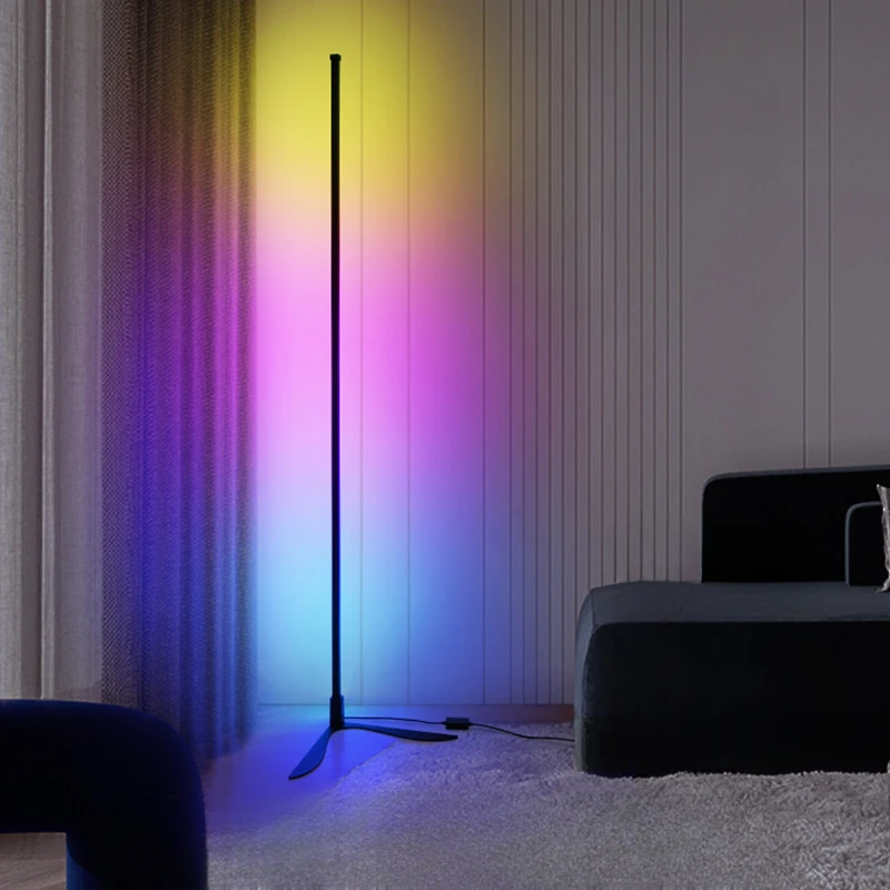 Minimalista 3 emenda RGB lâmpada de assoalho, abajur, remoto, dimmable canto luz, KTV, bar, decoração do quarto, ambiente do quarto