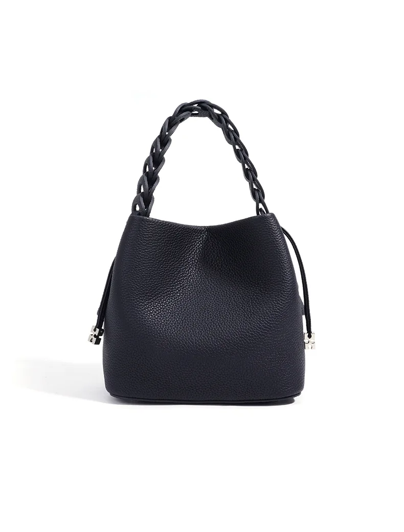 Damen Bucket Bag aus 100% Echtleder, Crossbody Schultertasche, Modische Designer-Shopper-Tasche, Trendige Marken-Handtasche – Detail 16