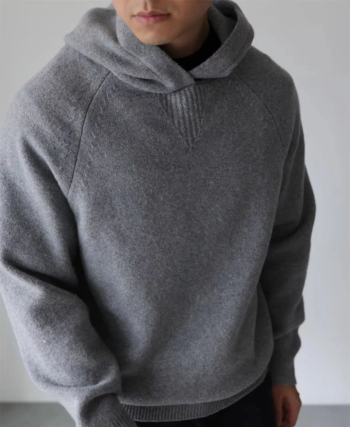 American retro heavy sanding simple hooded sweater men's autumn and winter thick warm lazy Joker pullover.