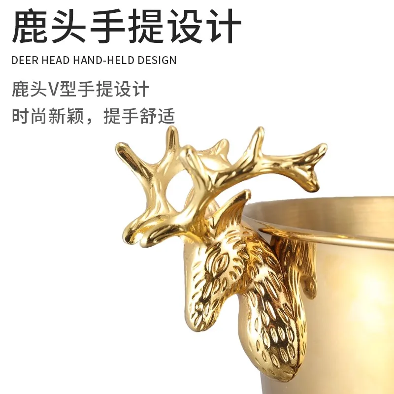 Bar Special Use Thickened Stainless Steel Ice Bucket Light luxury Creativity Design Tiger Head Large Capacity Champagne Beer Keg