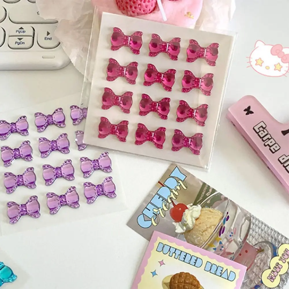 Cute Bow Drill Stickers Creative Cartoon Decorative Sticker 3D Stereoscopic Delicate Ledger Decoration Materials